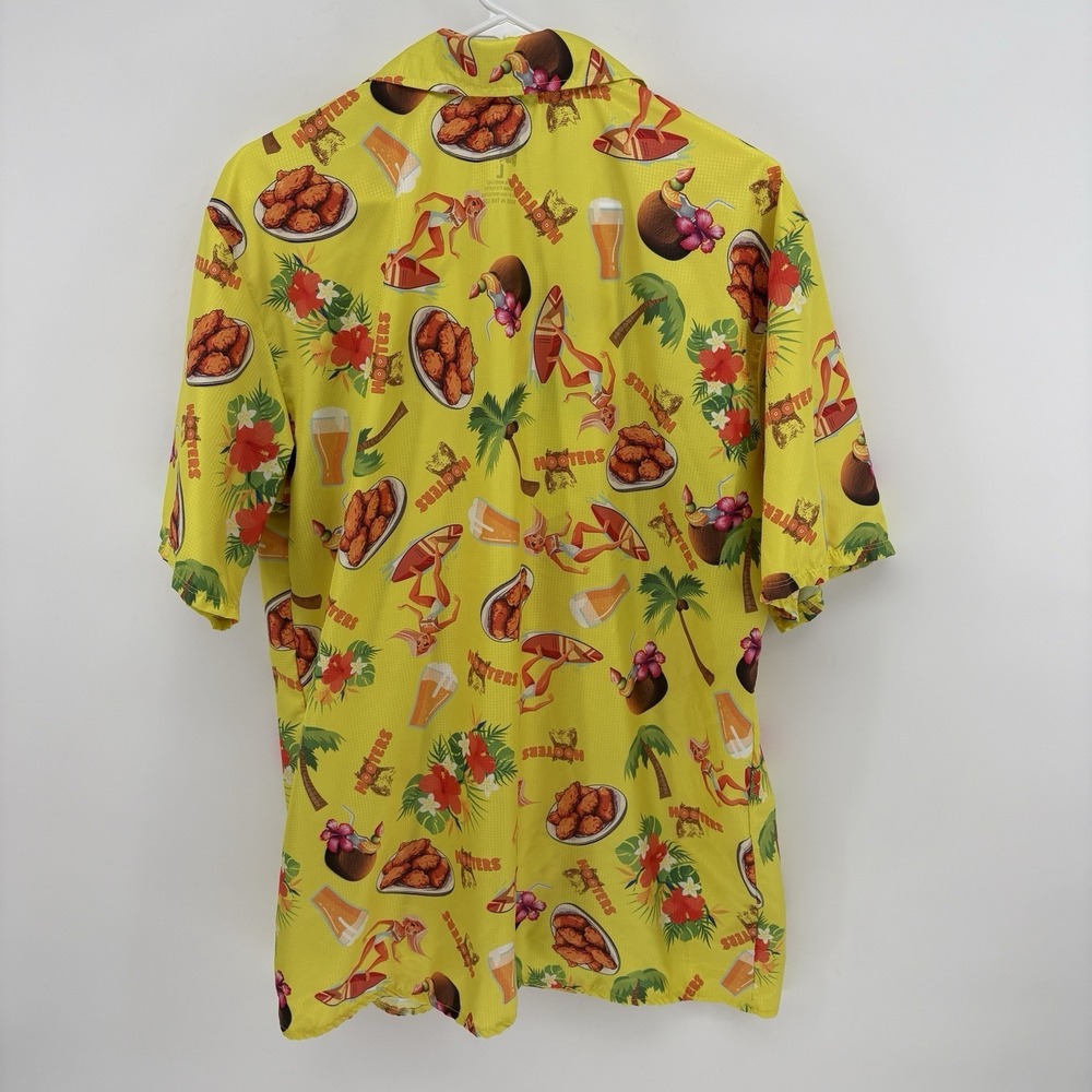 Rare Hooters Hawaiian Button Shirt Upf 50 Moisture Wicking Tech Tropical Men L - Picture 7 of 9